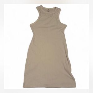 SKIMS MID RIBBED COTTON JERSEY DRESS COLOR STONE SIZE XL.